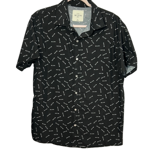 Black Geometric Button Down Casual Shirt